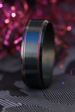 Pink and black titanium ring 6-8mm