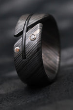 Orange sapphire and white diamond niobium zirconium damsacus his ring
