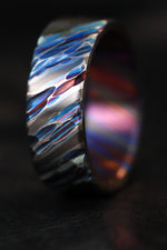 8mm weathered Zirconium Titanium damascus Timascus ring
