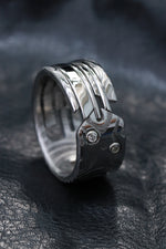 Lucia damasteel hybrid- Quill vs1 diamonds 10mm wide