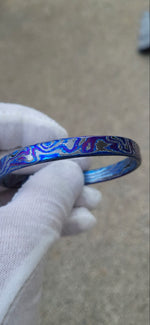 Blue and purple 8-10mm timascus bangle, zrti bracelet