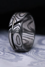 Damasteel Lucia - Odins eye 8mm damascus wedding band hybrid damasteel ring odin's eye damascus