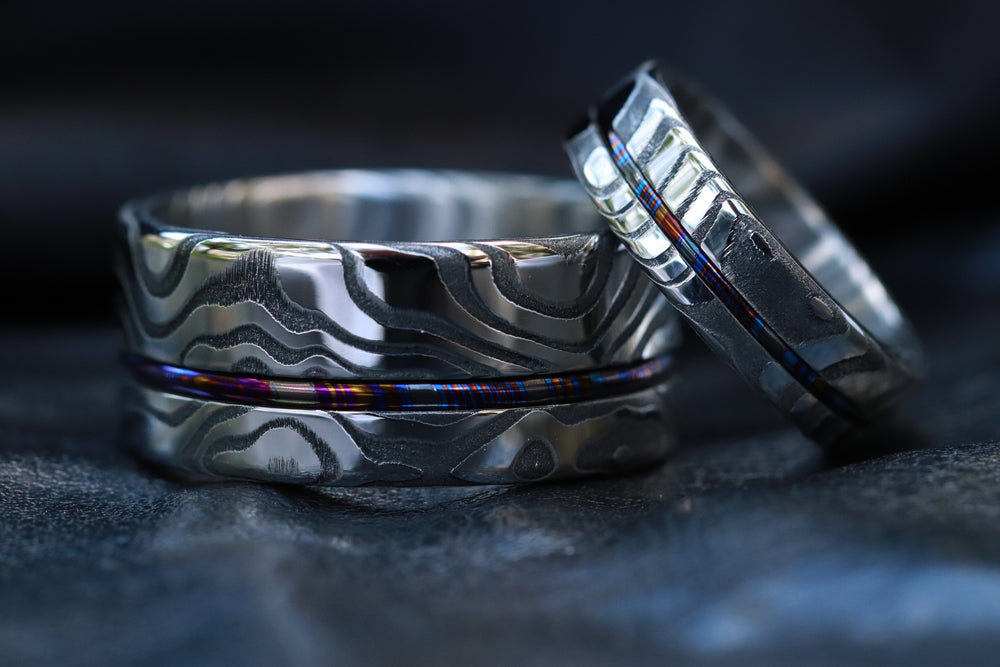 6mm women's customizable Lucia Damasteel ring stainless damascus ring