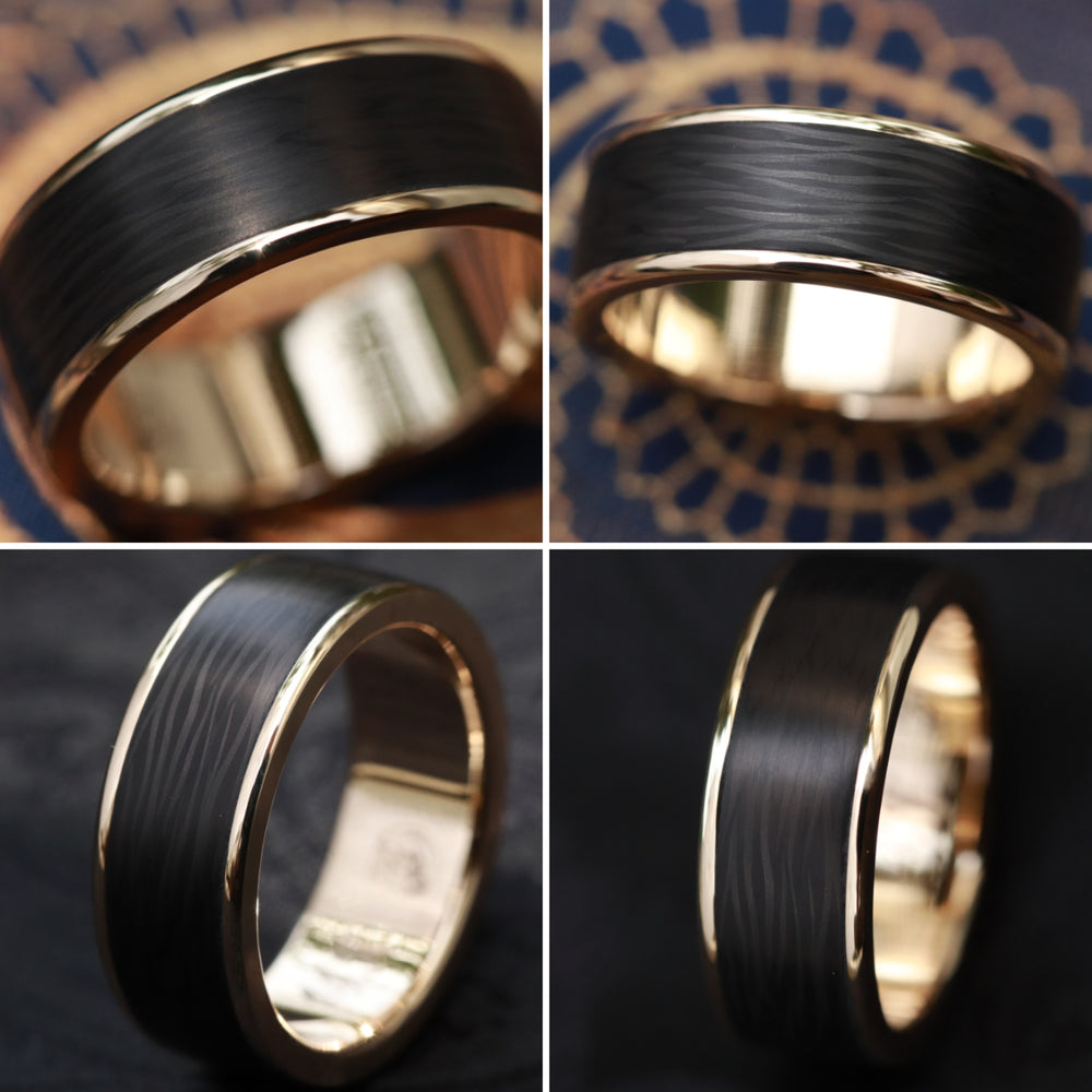 Carbon fiber and 14k gold wedding band / ring