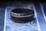 18k gold /  Zirconium niobium damascus / titanium & black titanium ring