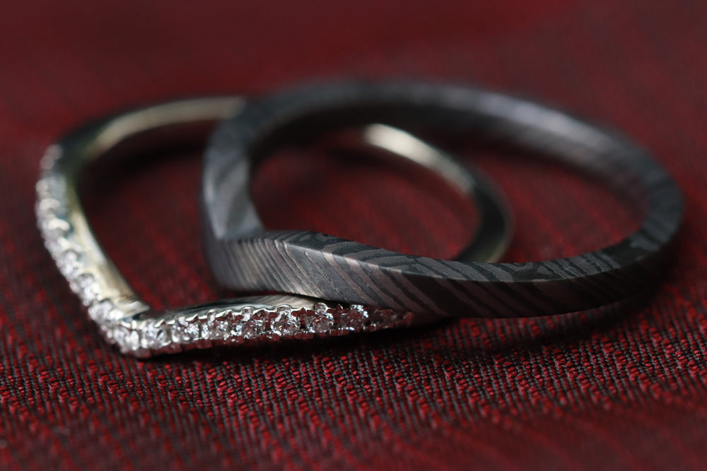 Stacking damascus band, women's wedding band nbzr