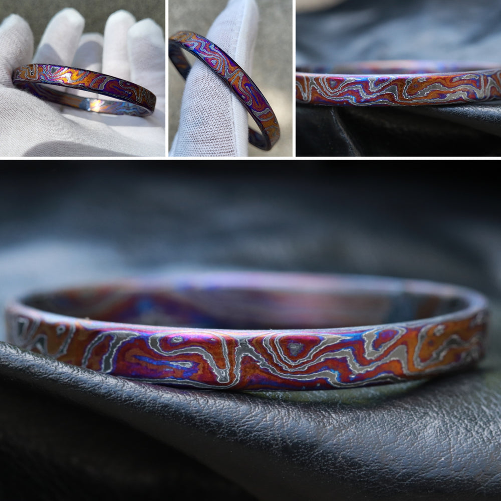 Orange and purple 8-10mm timascus bracelet, zrti bangle