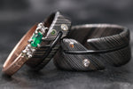 Green and white diamond niobium zirconium damsacus ring