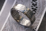 Damasteel stainless damascus 6mm diamond ring