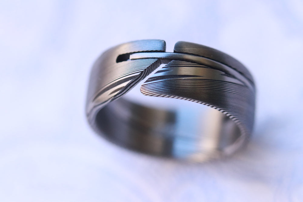 8mm stainless damascus hybrid wedding band