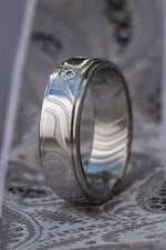 Damasteel stainless damascus 6mm diamond ring