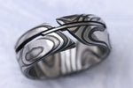 Damasteel Lucia - Odins eye 8mm damascus wedding band hybrid damasteel ring odin's eye damascus