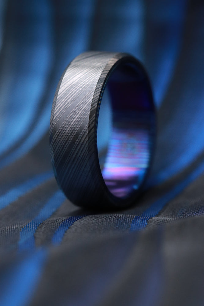 10mm wide niobium / zirconium domed ring, wedding band