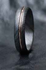 14k rose gold nbzr damascus domed wedding band