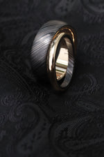 Womens 2.5mm 14k gold niobium zirconium damascus NbZr, domed shape!