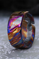 Titanium damascus timascus ring