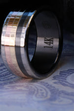 Black titanium 14k gold stacker customizable ring mens wedding bands Gold rings 10mm