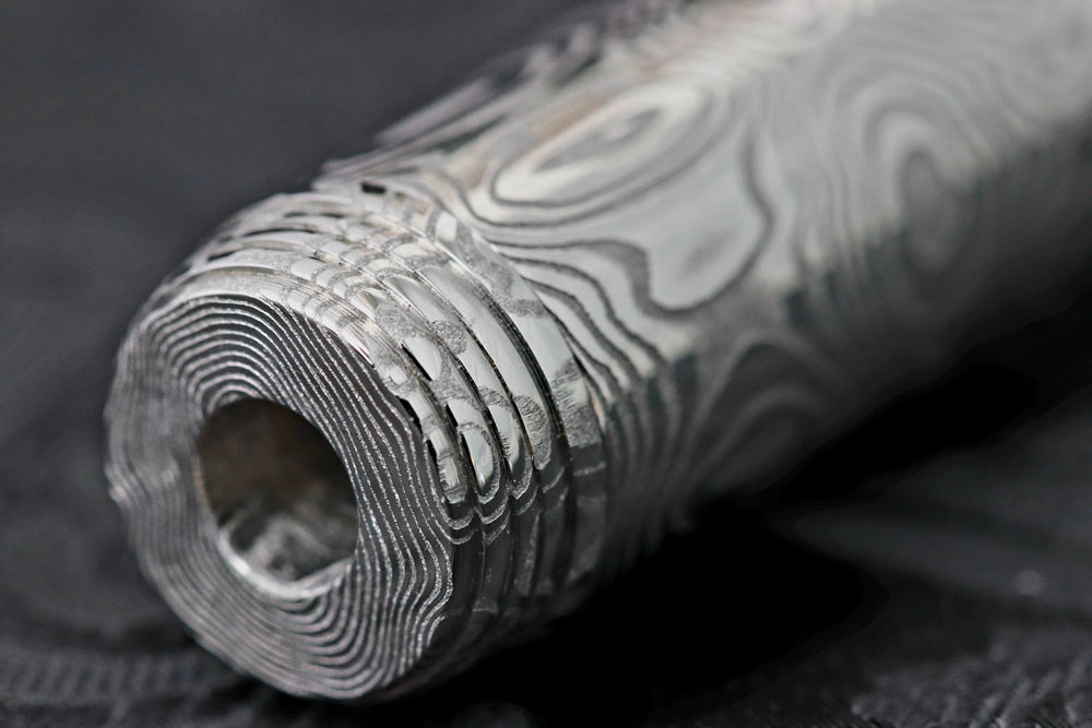 Damsacus pen light, stainless damascus Damasteel flash light