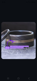 6mm 14k gold & black ZrTi, domed shape! 6mm , niobium / zirconium damascus wedding band, mens rings