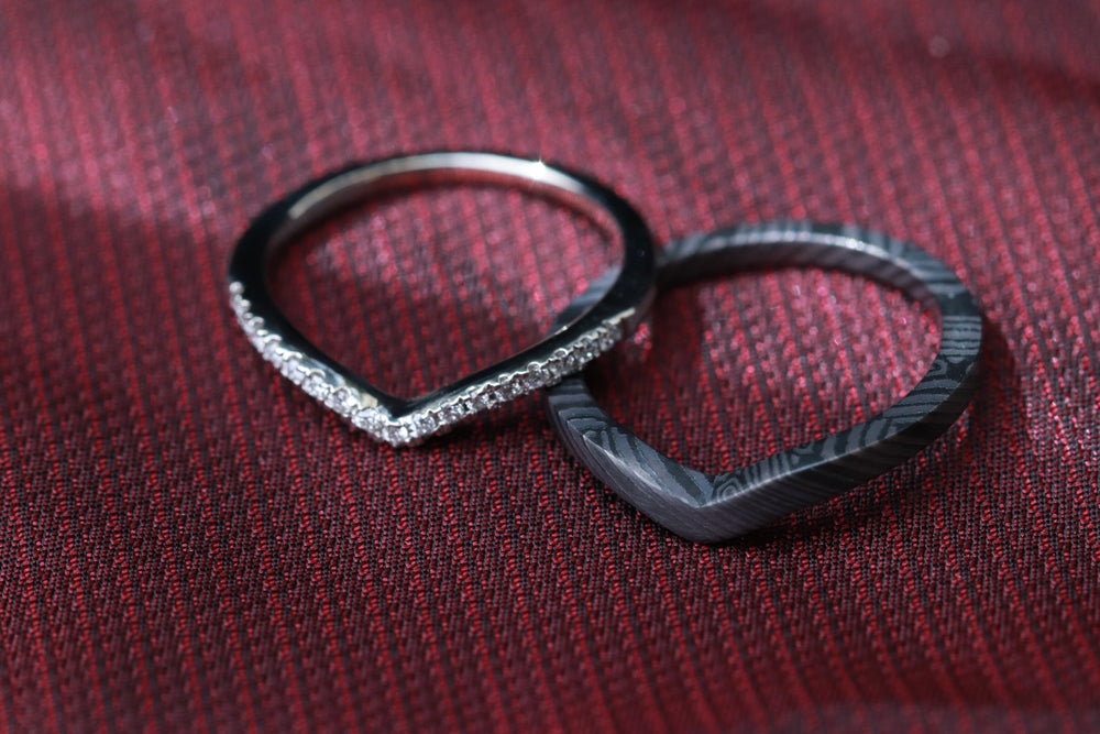 Stacking damascus band, women's wedding band nbzr