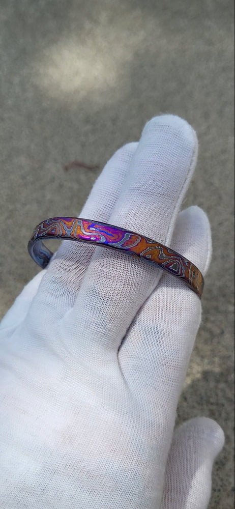 Orange and purple 8-10mm timascus bracelet, zrti bangle