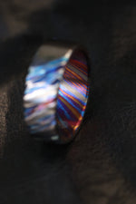 8mm weathered Zirconium Titanium damascus Timascus ring