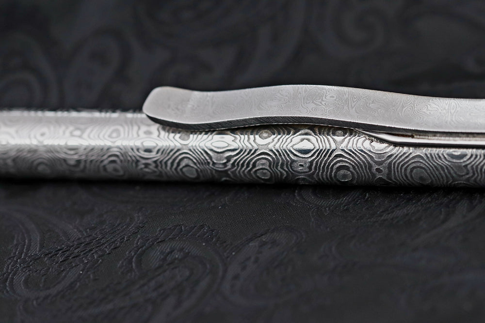 Damsacus pen light, stainless damascus Damasteel flash light