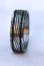 Damascus ring Stainless steel Damascus "leaf" Customizable ring! Dark/ color etch / double grooved damascus steel ring