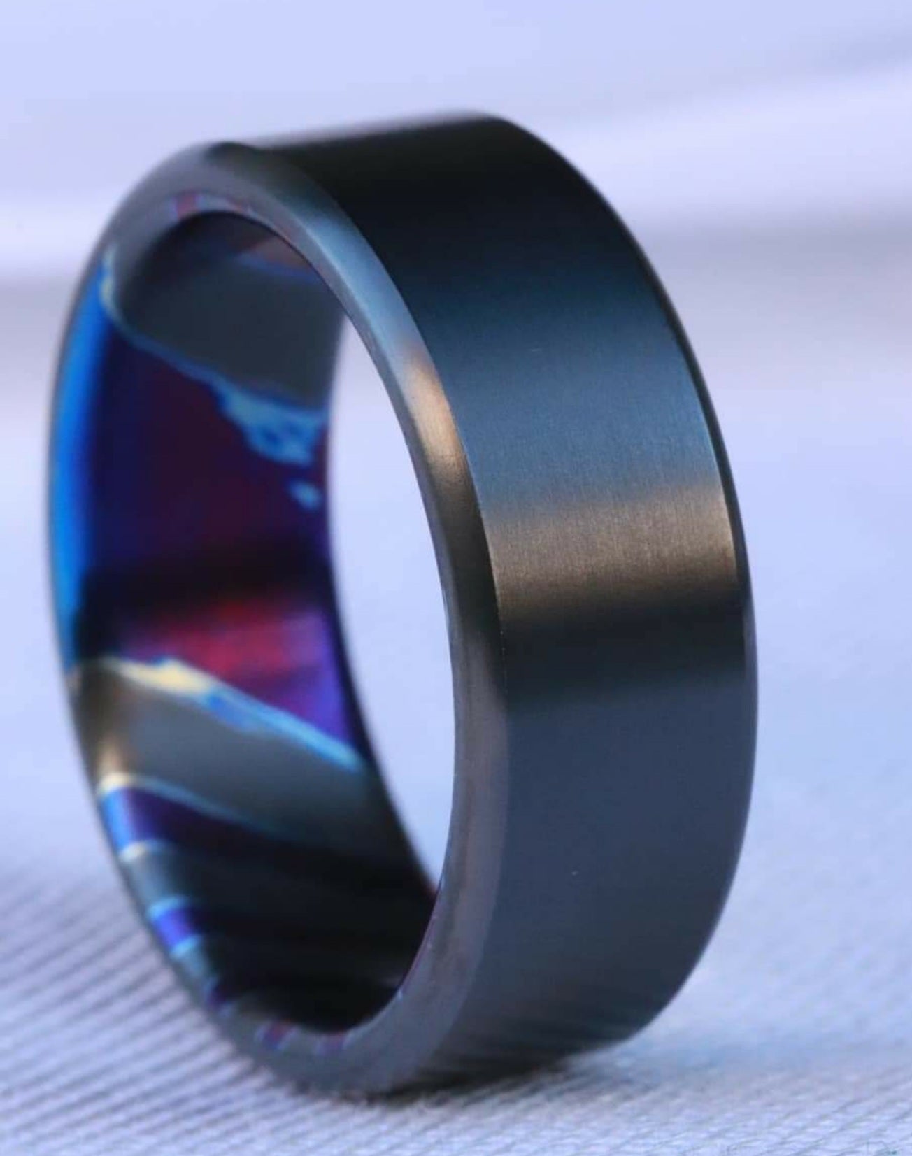 Black titanium 6-8mm zirconium band Black / ZrTi brushed ziconium