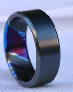 Black titanium 6-8mm zirconium band Black / ZrTi brushed ziconium timascus ring,black timascus ring, mens rings weddingrings, zirconium damascus