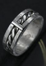 Hybrid "BREGDAN" handmade braided ring,  damasteel damascus curb chain ring celtic rings braided rings