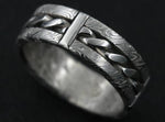 Hybrid "BREGDAN" handmade braided ring,  damasteel damascus curb chain ring celtic rings braided rings
