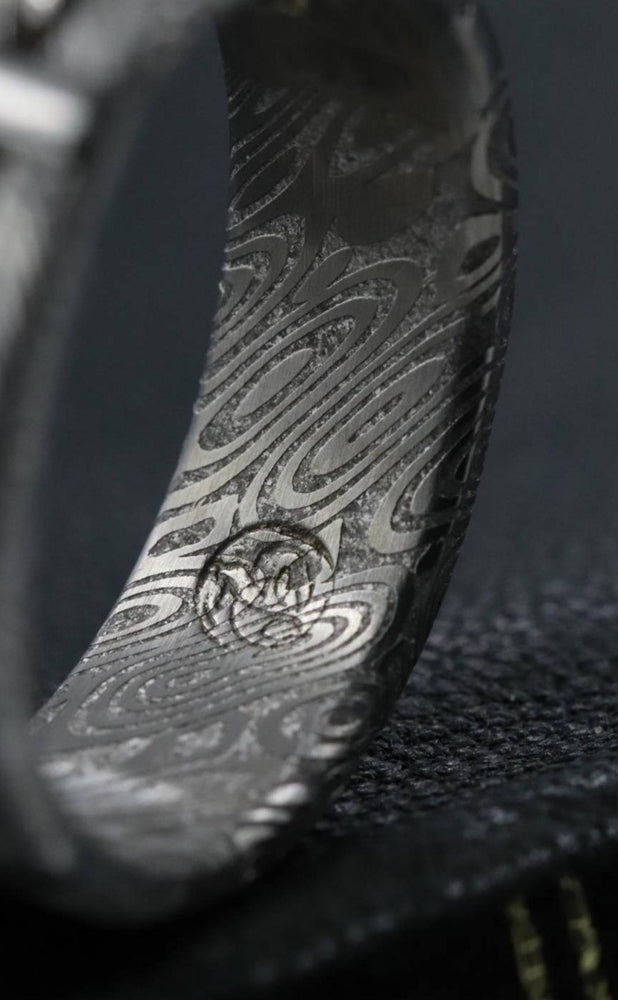 Hybrid "BREGDAN" handmade braided ring,  damasteel damascus curb chain ring celtic rings braided rings