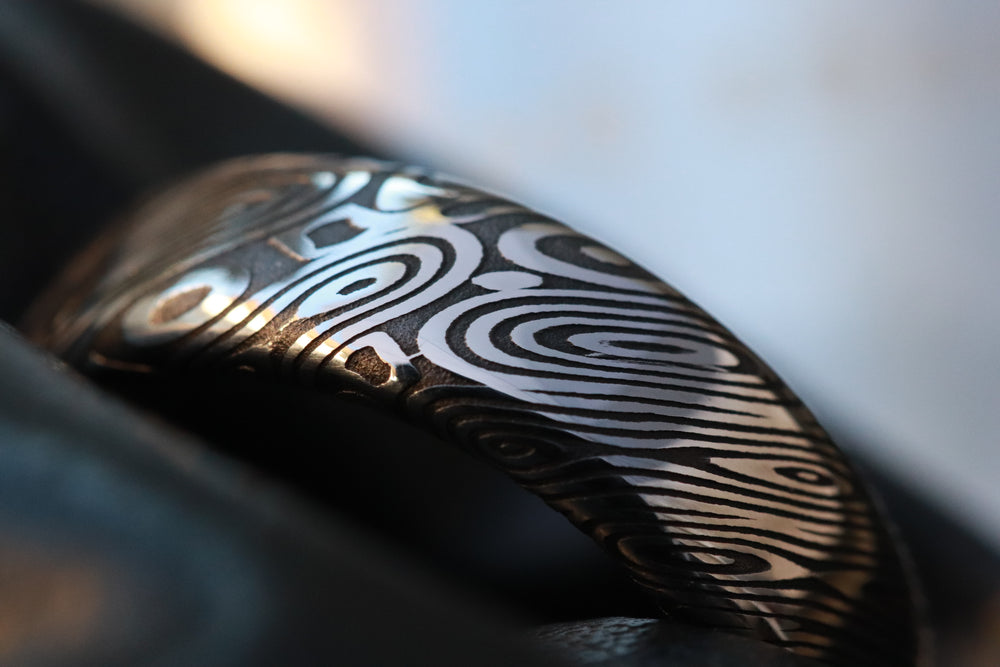 Damascus steel ring (deep etch) "dark black coral" 6-8mm Customizable ring! Damascus steel ring, damascus ring, genuine damascus mens rings