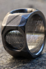 New* The cube" Limited Edition Series-12mm Timascus / Mokuti timascus & damasteel  ring,mens ring, mokuti ring, Damascus ring