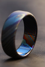 Sandblasted LIMITED EDITION*** rolled edge 8mm Black Timascus zrti ring 3mm-9mm wide timascus ring, mokuti ring 8mm ring black timascus ring