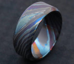 LIMITED EDITION*** chamfered edge 8mm Black Timascus zrti ring 3mm-9mm wide timascus ring, mokuti ring 8mm ring black timascus ring