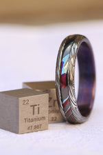 New*5.25mm "traditional" style Black Timascus ring Mokuti zrti ring Damascus ,  dark "leaf" zirconium titanium