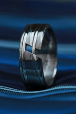 "One" hybrid Damascus steel ring "WOODGRAIN" ring! Stainless Damasteel ring mens wedding bands woodgrain pattern damascus