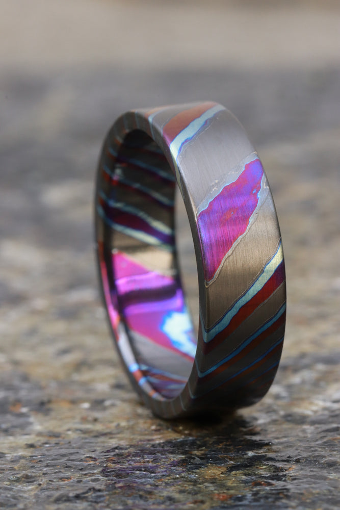 LIMITED EDITION customizable 6mm ring boxed edge Solid Black Timascus ring, mokuti ring (satin finish) colorful ring, zrti ring, titanium