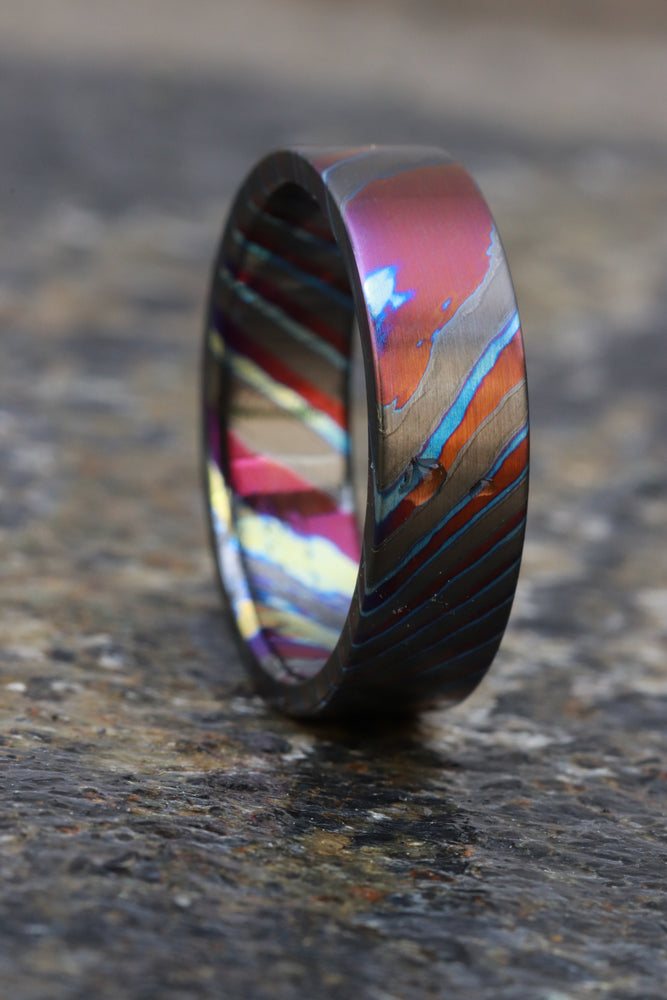 LIMITED EDITION customizable 6mm ring boxed edge Solid Black Timascus ring, mokuti ring (satin finish) colorful ring, zrti ring, titanium