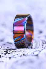 8mm ZrTi ring 3mm-9mm wide timascus ring, mokuti ring (polished finish)