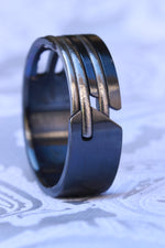 "QUILL" handmade black titanium ring hybrid
