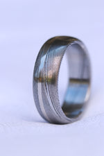 Damascus & gold - 14k white gold & stainless damasteel