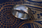 Damascus & gold - 14k white gold & stainless damasteel