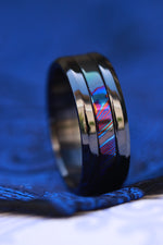 8mm Grayson BLK" Limited Edition Series titanium damascus Timascus / Mokuti timascus & black titanium ring, black timascus ring, mokuti ring.