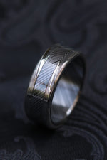 7mm wide black zrti /NbZr& damasteel band, niobium zirconium damascus, men's wedding band