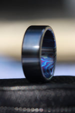 Black titanium 6-8mm zirconium band Black / ZrTi brushed ziconium timascus ring,black timascus ring, mens rings weddingrings, zirconium damascus