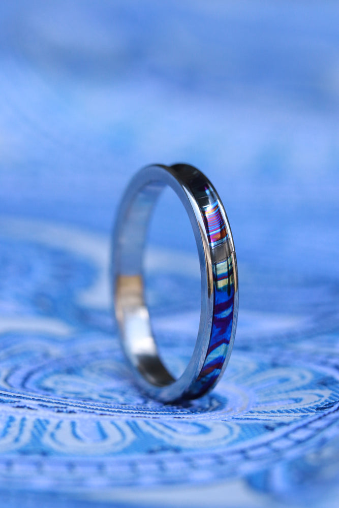 Channel Grayson ZrTi ring 2mm - 7mm wide timascus zrti ring women's