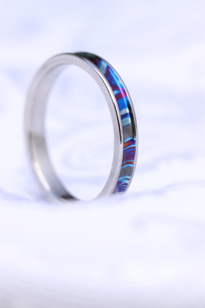 Channel Grayson ZrTi ring 2mm - 7mm wide timascus zrti ring women's